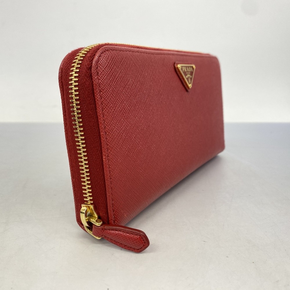 Prada Long Wallet Saffiano Leather Red Women's - Picture 2 of 12